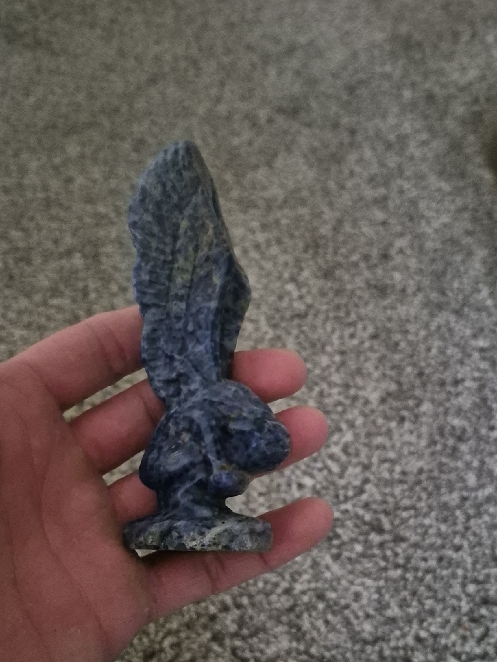 Handheld Blue Stone Eagle Figurine
